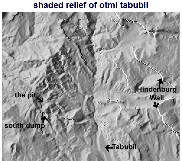 shaded DEM of upper Ok Tedi Valley